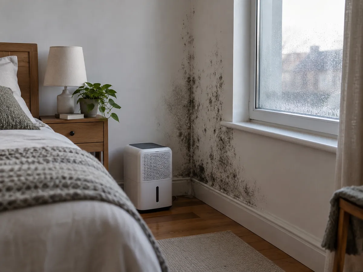 Schimmel an der Wand neben dem Fenster